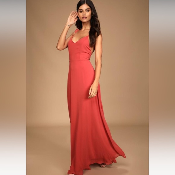 NWT Lulu’s Rise Rusty Rose Maxi Dress - Picture 4 of 7